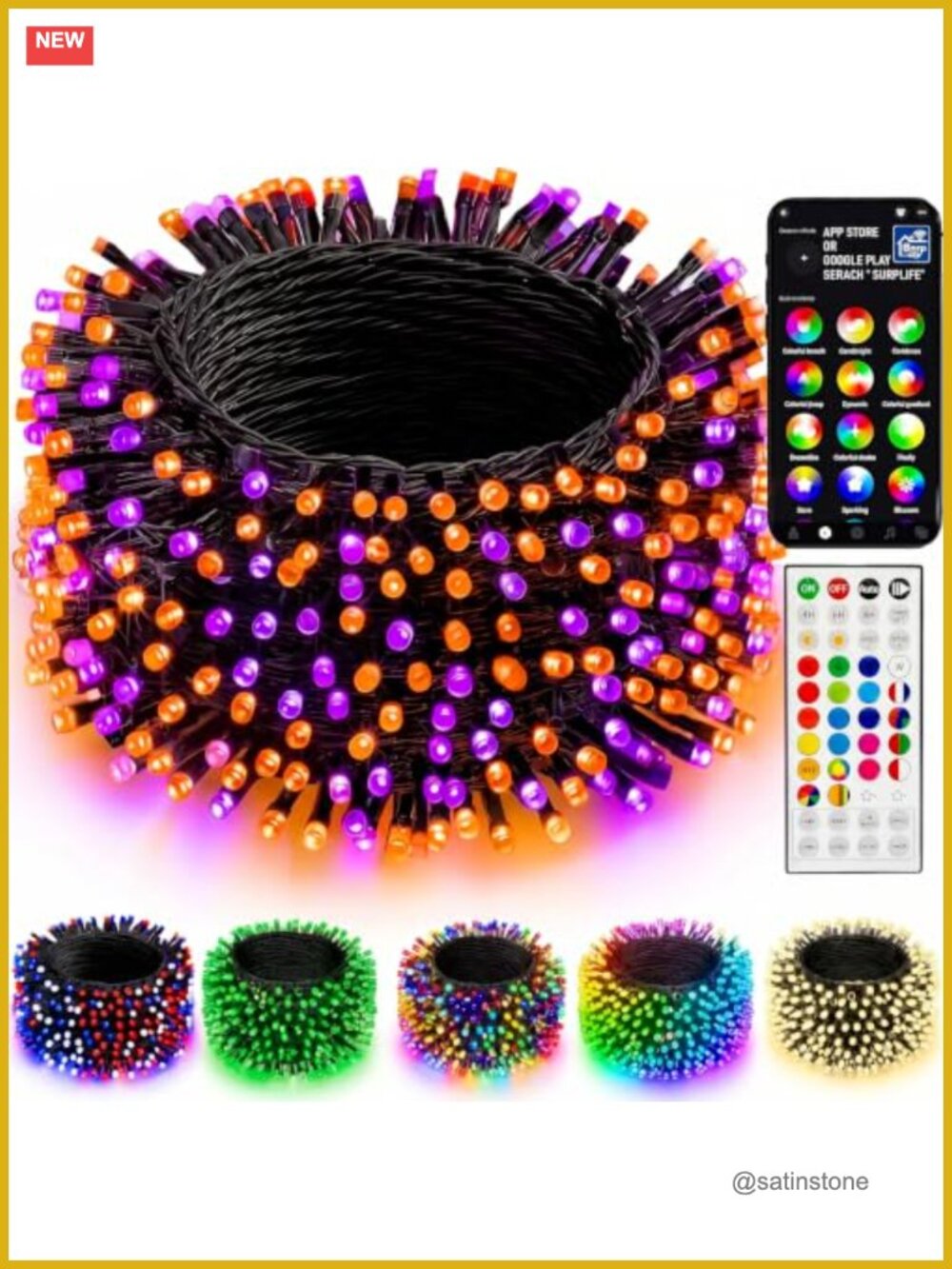 Smart RGB LED String Lights 66FT App & Remote Controlled Music Sync Indoor